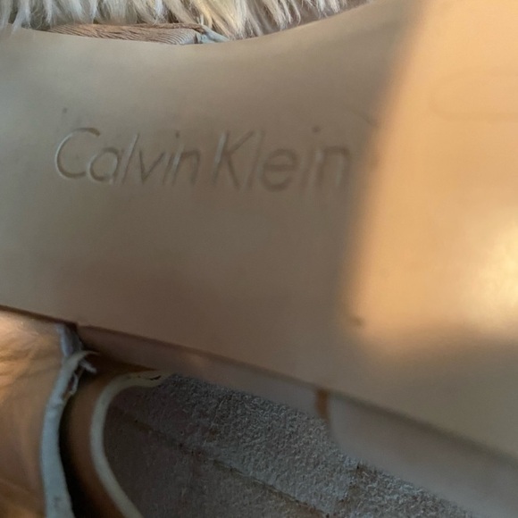 Calvin Klein LUANA Cocoon Beige Leather Heels Sandals - Picture 4 of 4